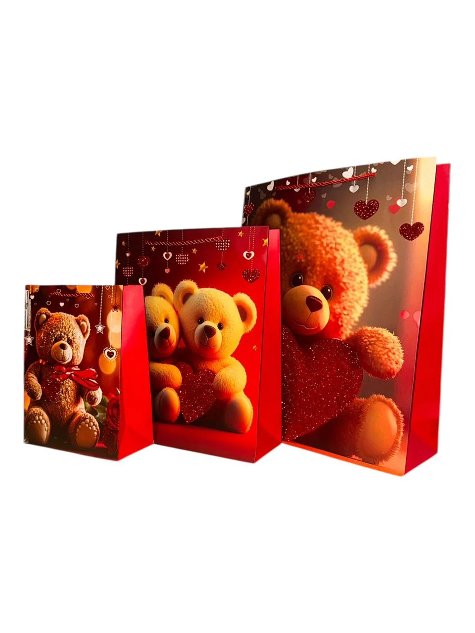 Bolsa Premium Oso Corazon Glitter XL